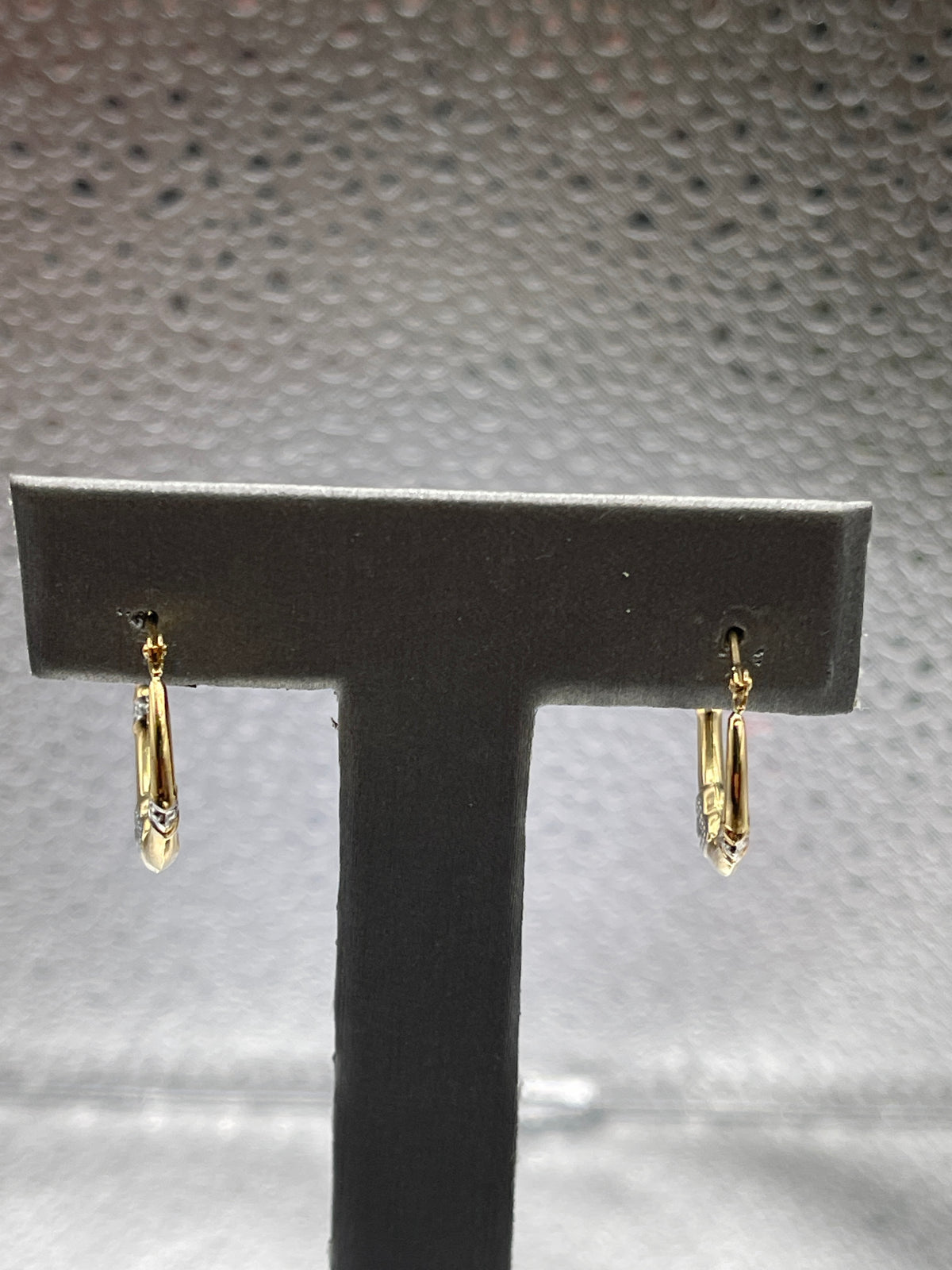 Ladies 14 Karat Solid Yellow and White Gold Heart Hoop Earrings