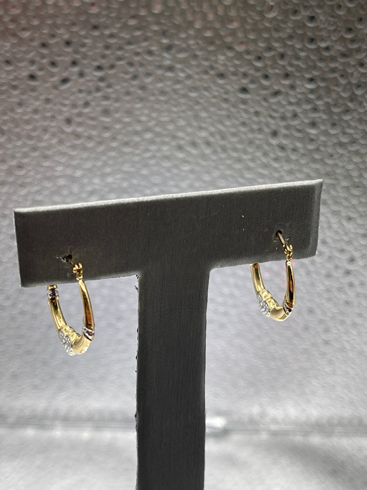 Ladies 14 Karat Solid Yellow and White Gold Heart Hoop Earrings