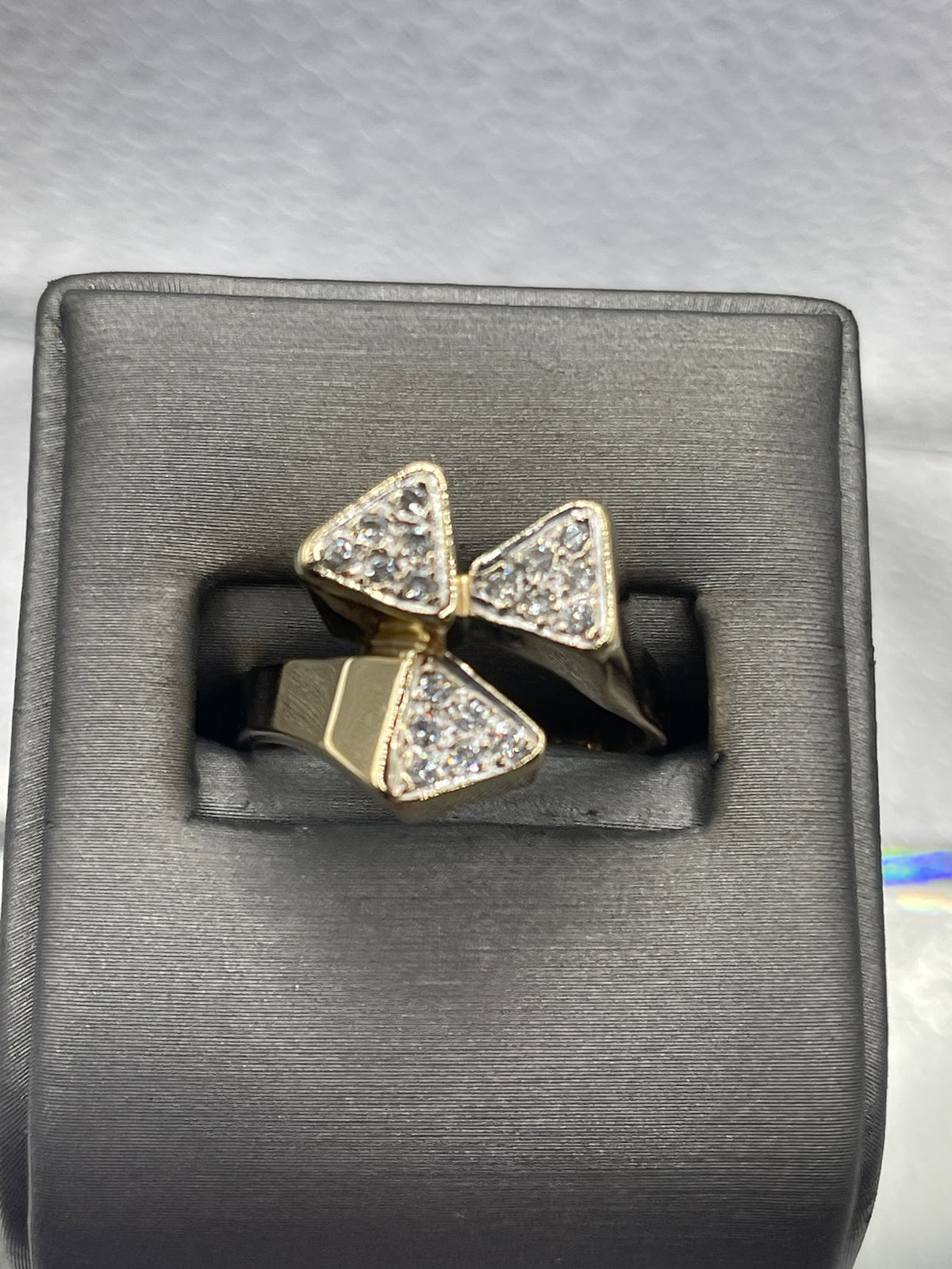 Ladies 14 Karat Solid Yellow Gold Diamond Cocktail Ring