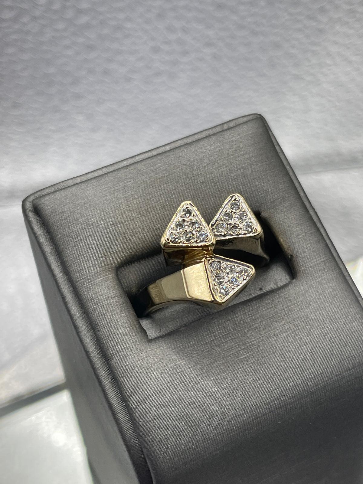 Ladies 14 Karat Solid Yellow Gold Diamond Cocktail Ring