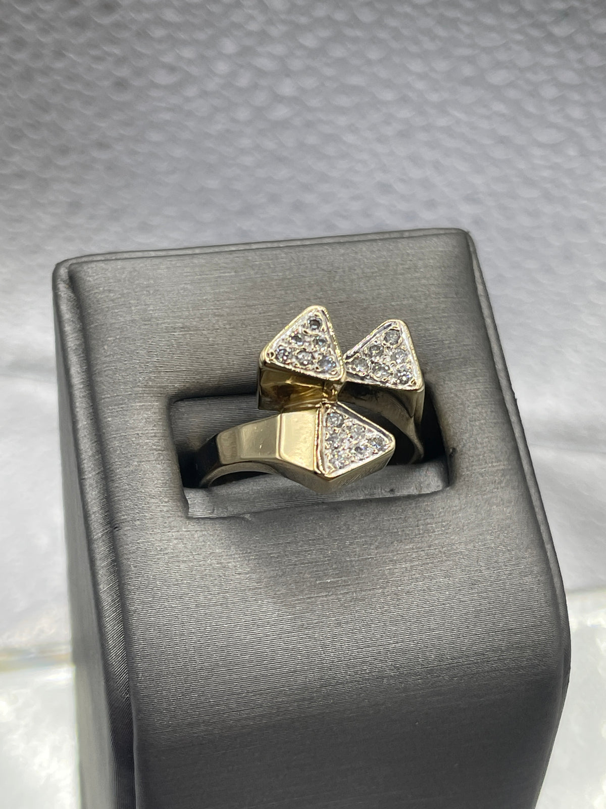 Ladies 14 Karat Solid Yellow Gold Diamond Cocktail Ring