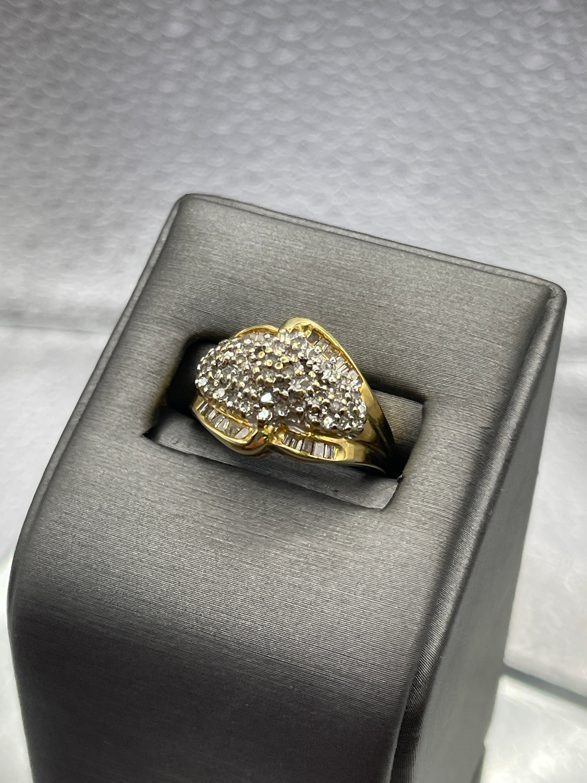 Ladies or Gents 14 Karat Solid Yellow Gold Diamond Cluster Ring