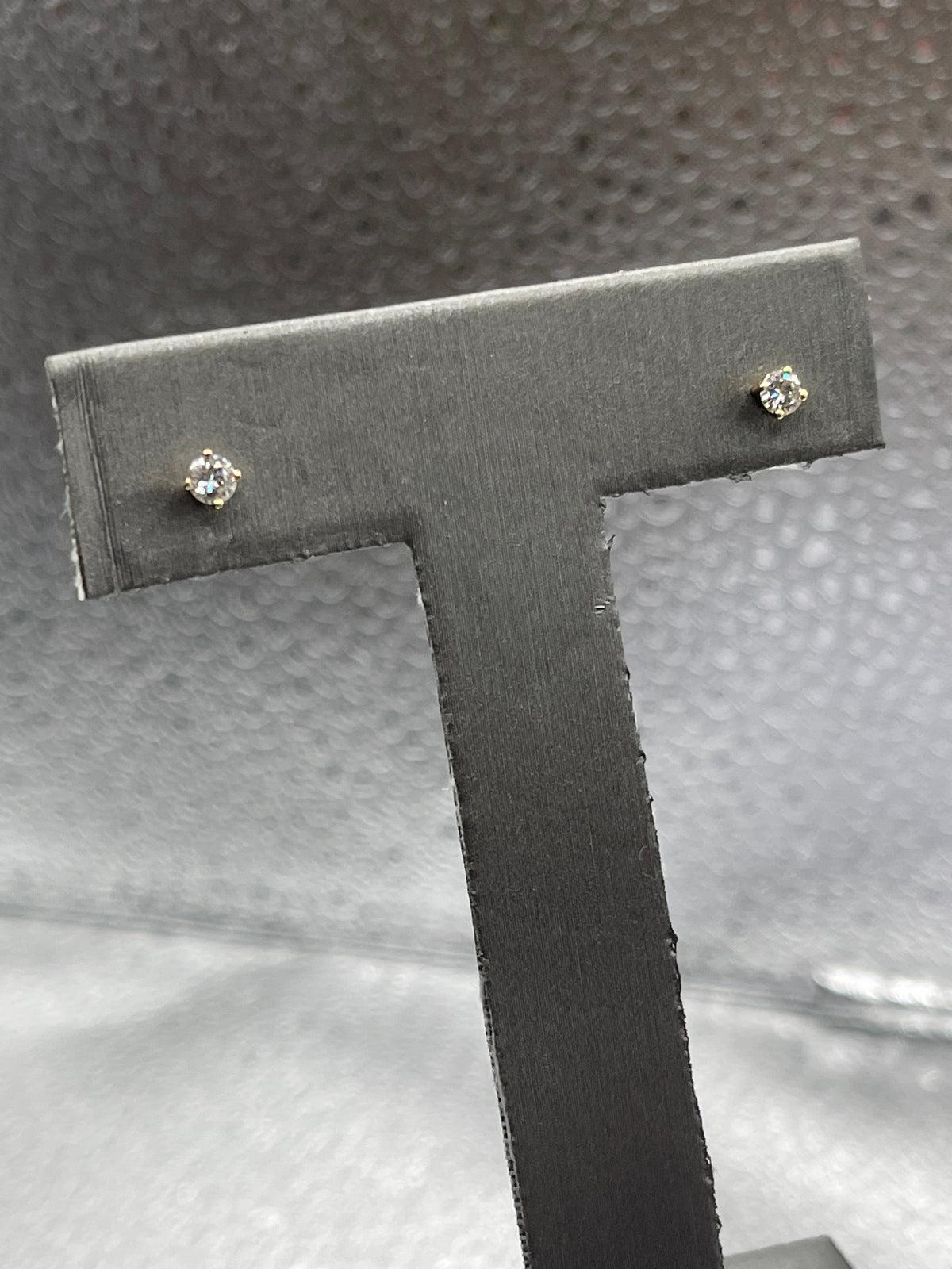 View two of Ladies 14 Karat Solid Yellow Gold Diamond Stud Earrings