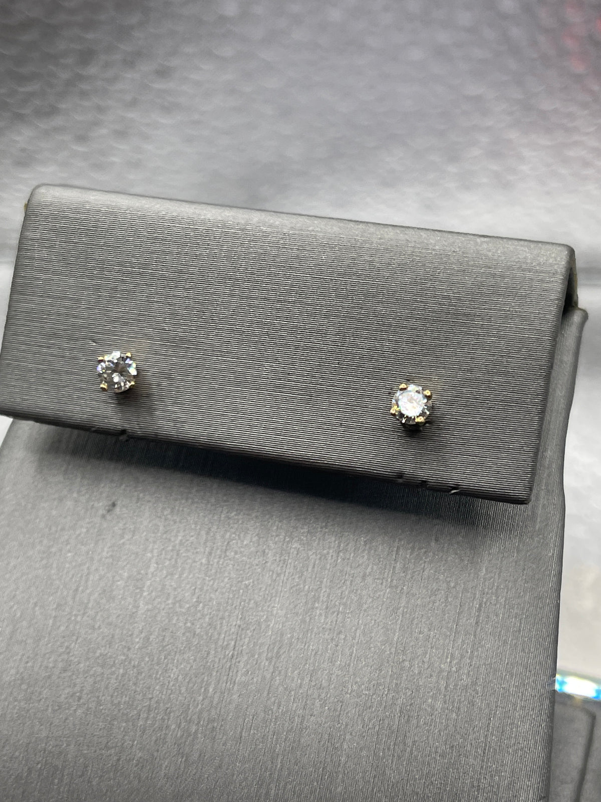 View four of Ladies 14 Karat Solid Yellow Gold Diamond Stud Earrings
