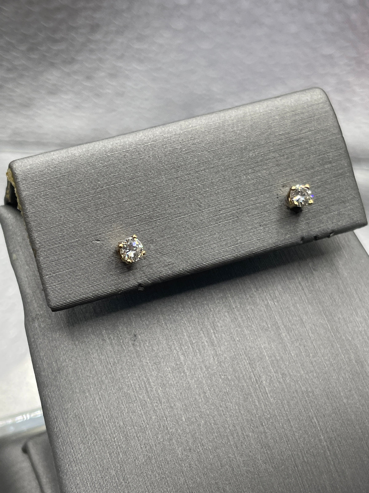 View five of Ladies 14 Karat Solid Yellow Gold Diamond Stud Earrings