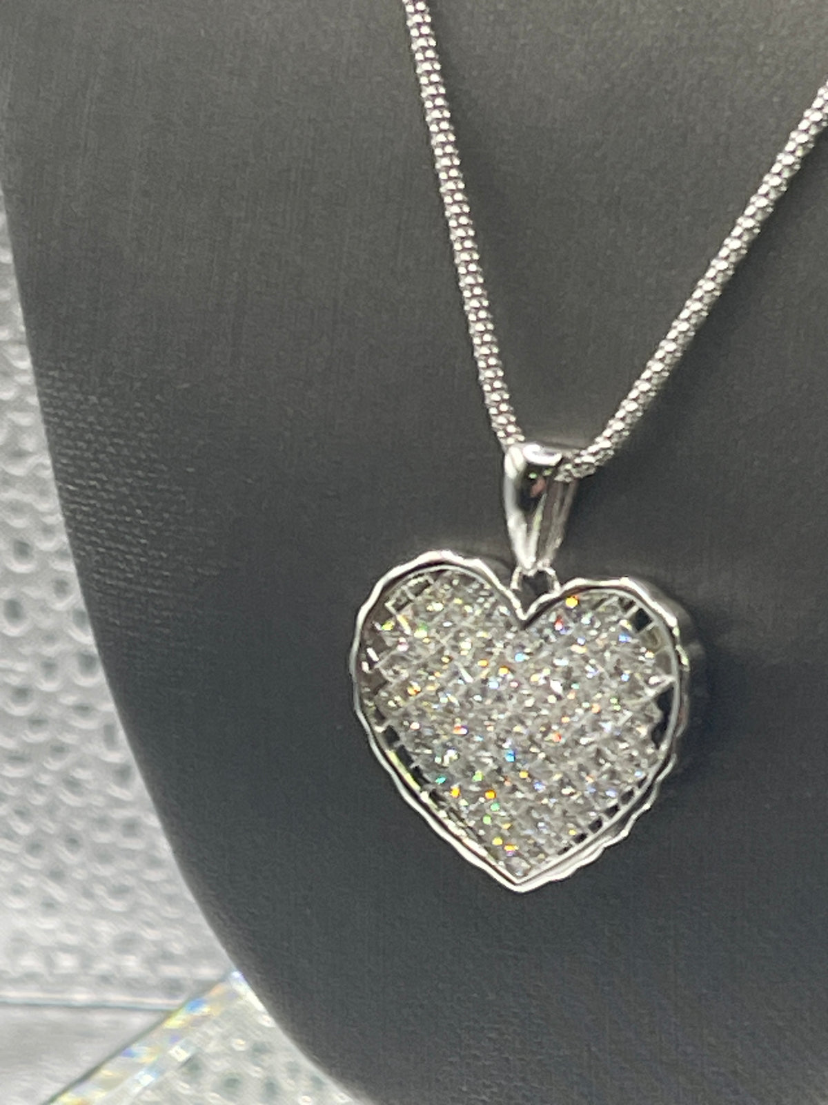Ladies 14 karat White Gold Princess Cut Diamond Heart Pendant