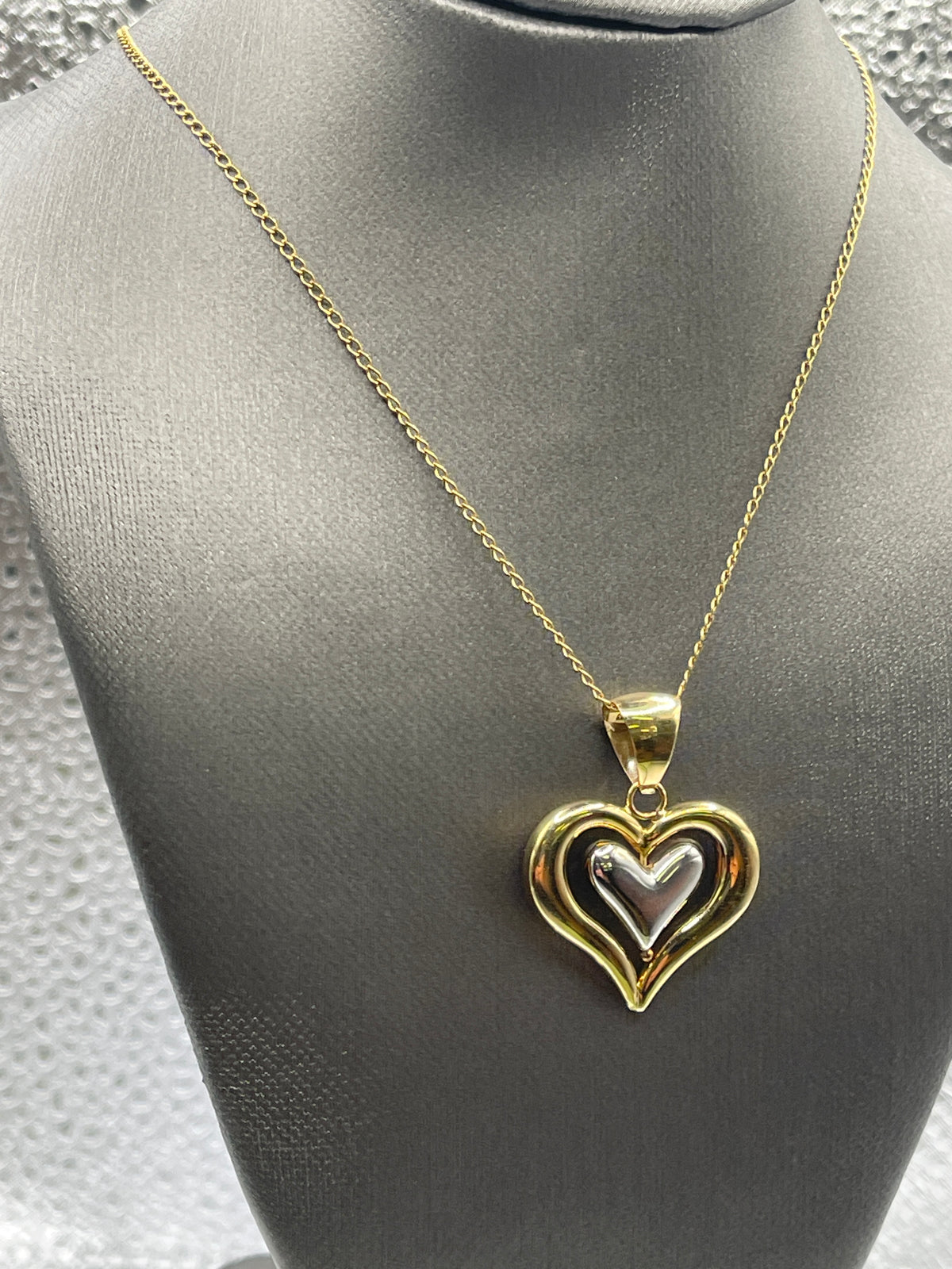 View two of Ladies 14 Karat Solid Yellow and White Gold Heart Pendant