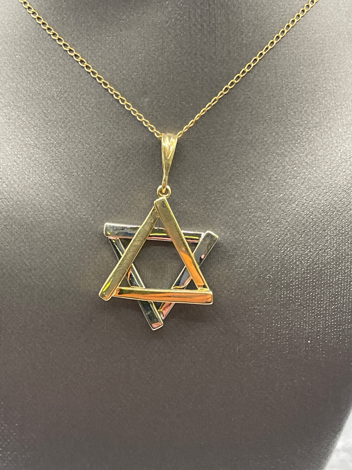 Ladies or Gents 14 Karat Solid Two-Toned Gold Star of David Pendant