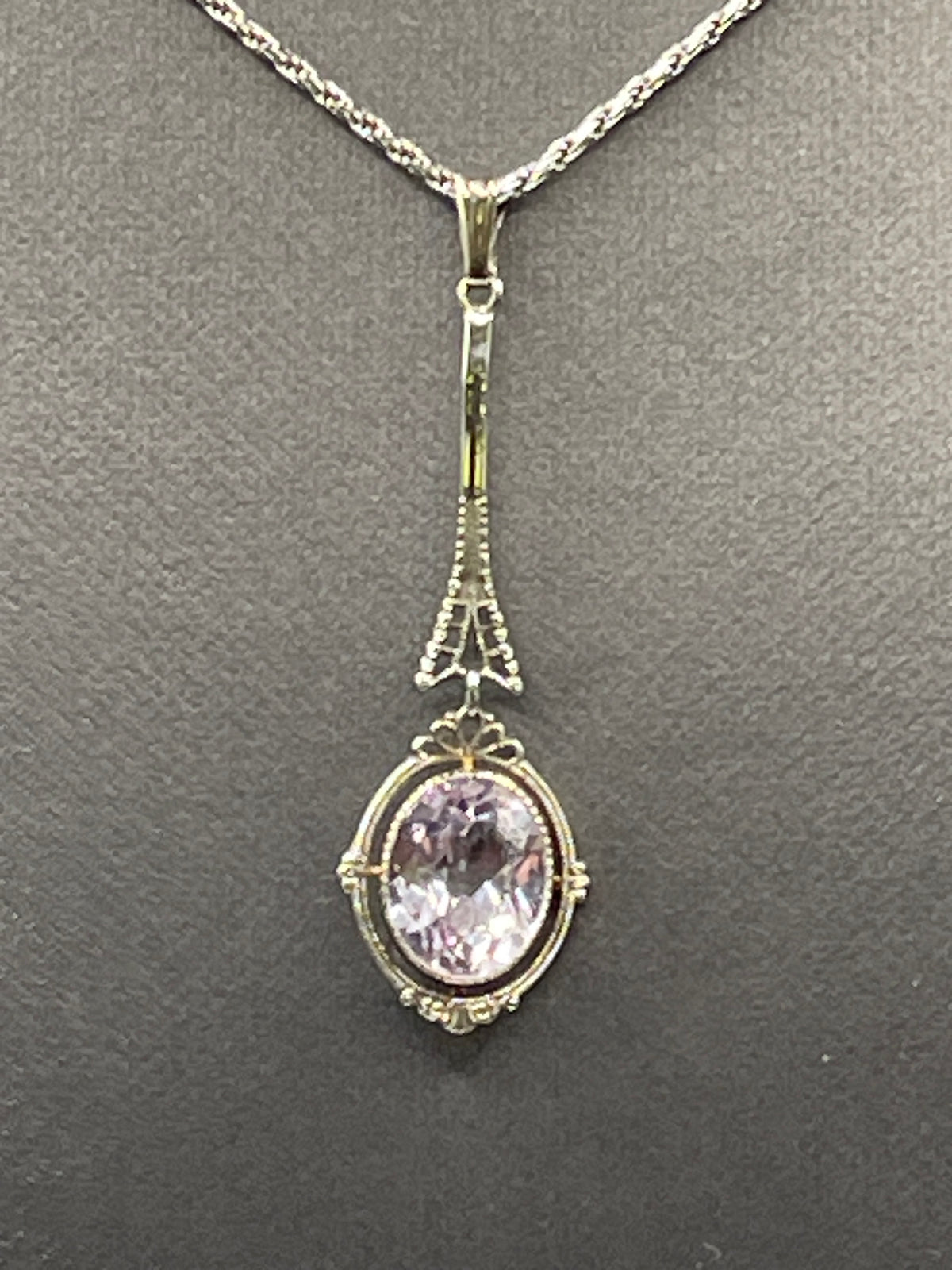 View one of Ladies Antique 14 Karat Solid White Gold Andara Crystal Pendant