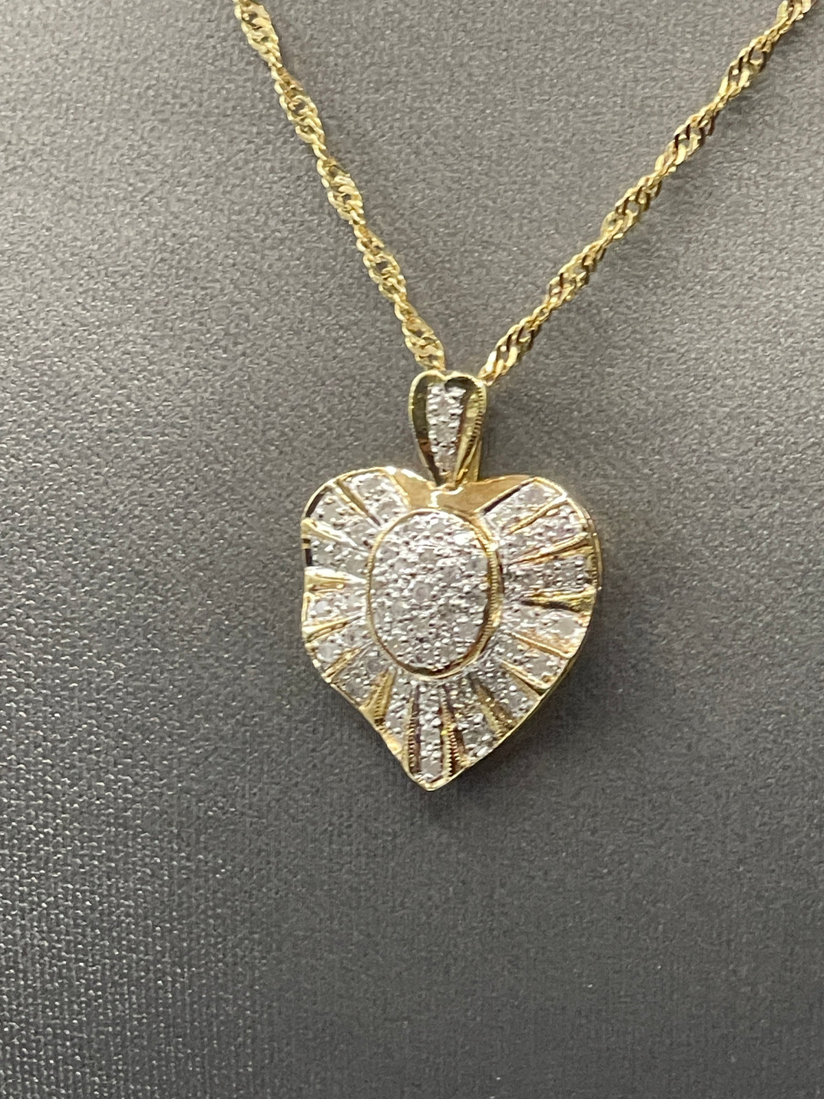 View three of Ladies 10 Karat Solid Yellow Gold Diamond Pendant