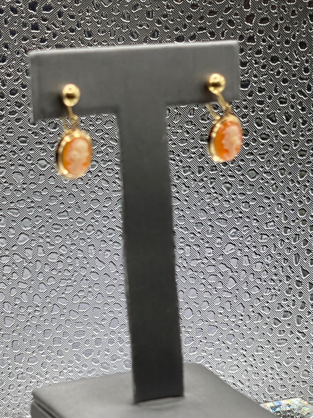 Ladies 10 Karat Solid Yellow Gold Cameo Earrings