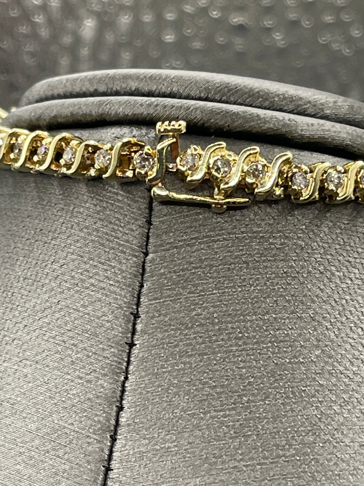 View five of Ladies 14 Karat Solid Yellow Gold Diamond Tennis Bracelet