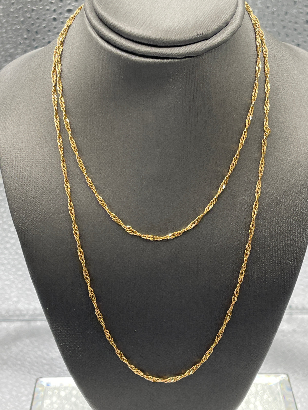 Ladies 14 Karat Solid Yellow Gold Twisted Sparkle Chain