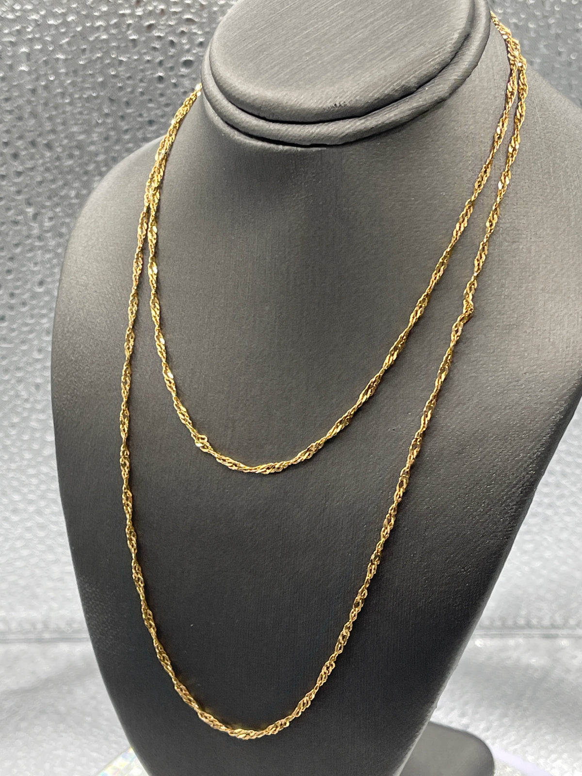 Ladies 14 Karat Solid Yellow Gold Twisted Sparkle Chain