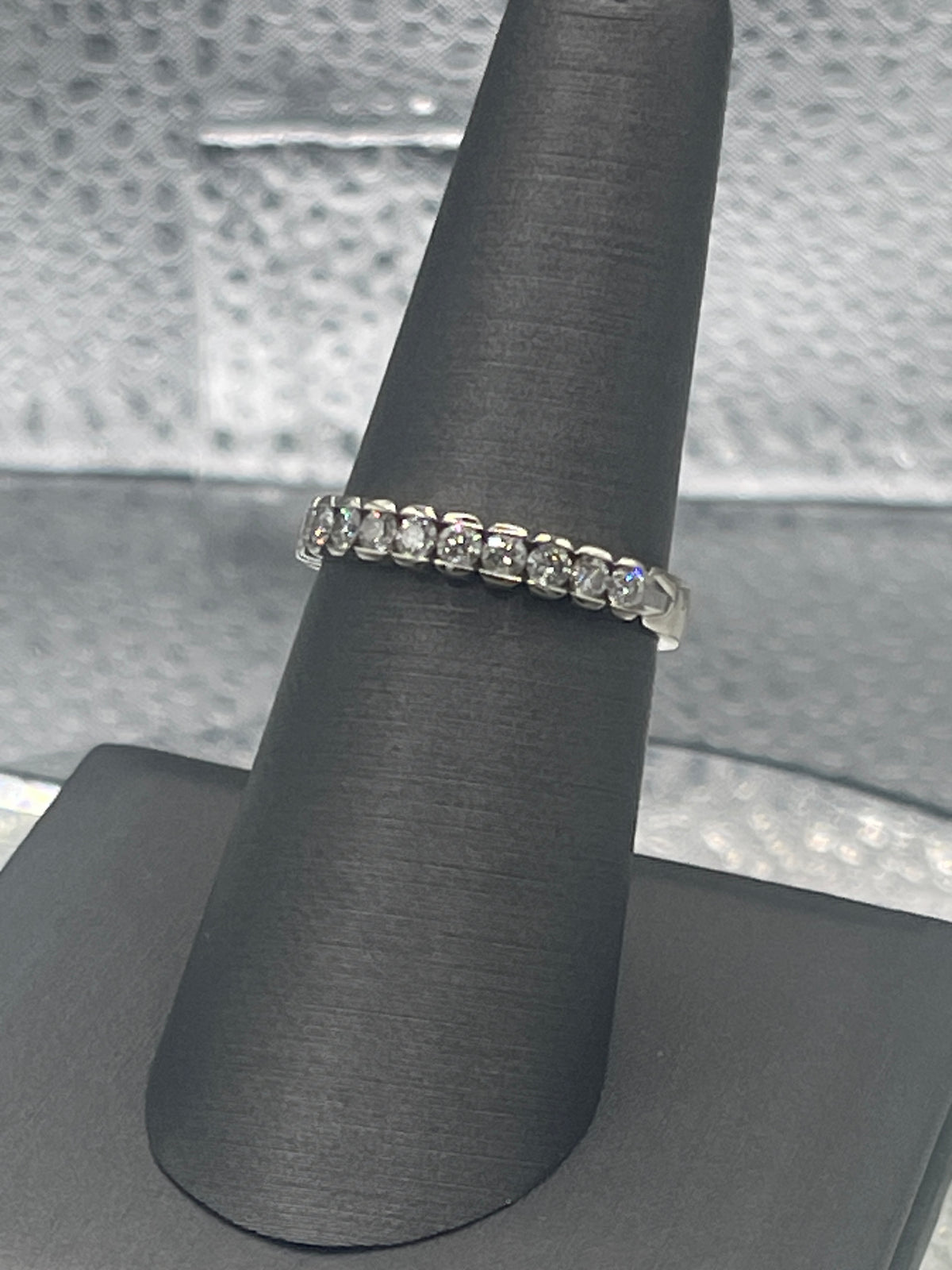 view two of Ladies 14 Karat Solid White Gold Diamond Wedding Band