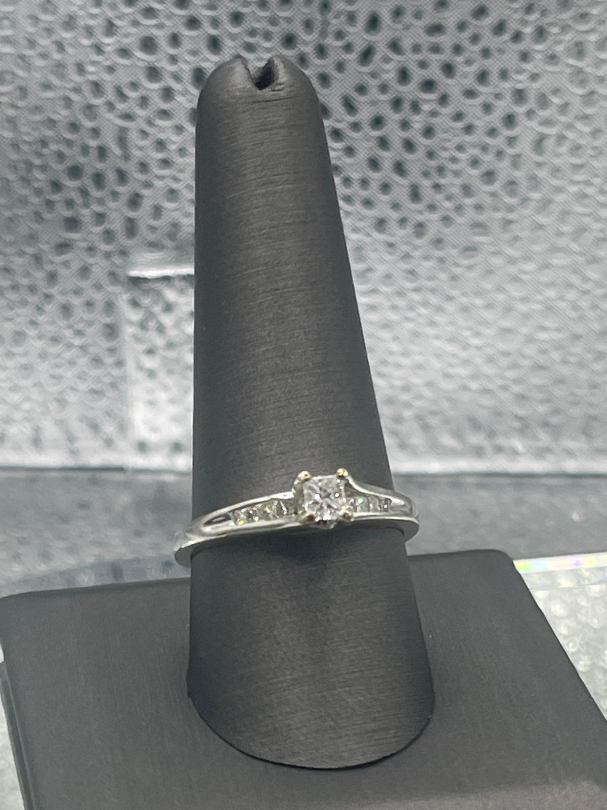 Ladies 14 Karat Solid White Gold Diamond Engagement Ring