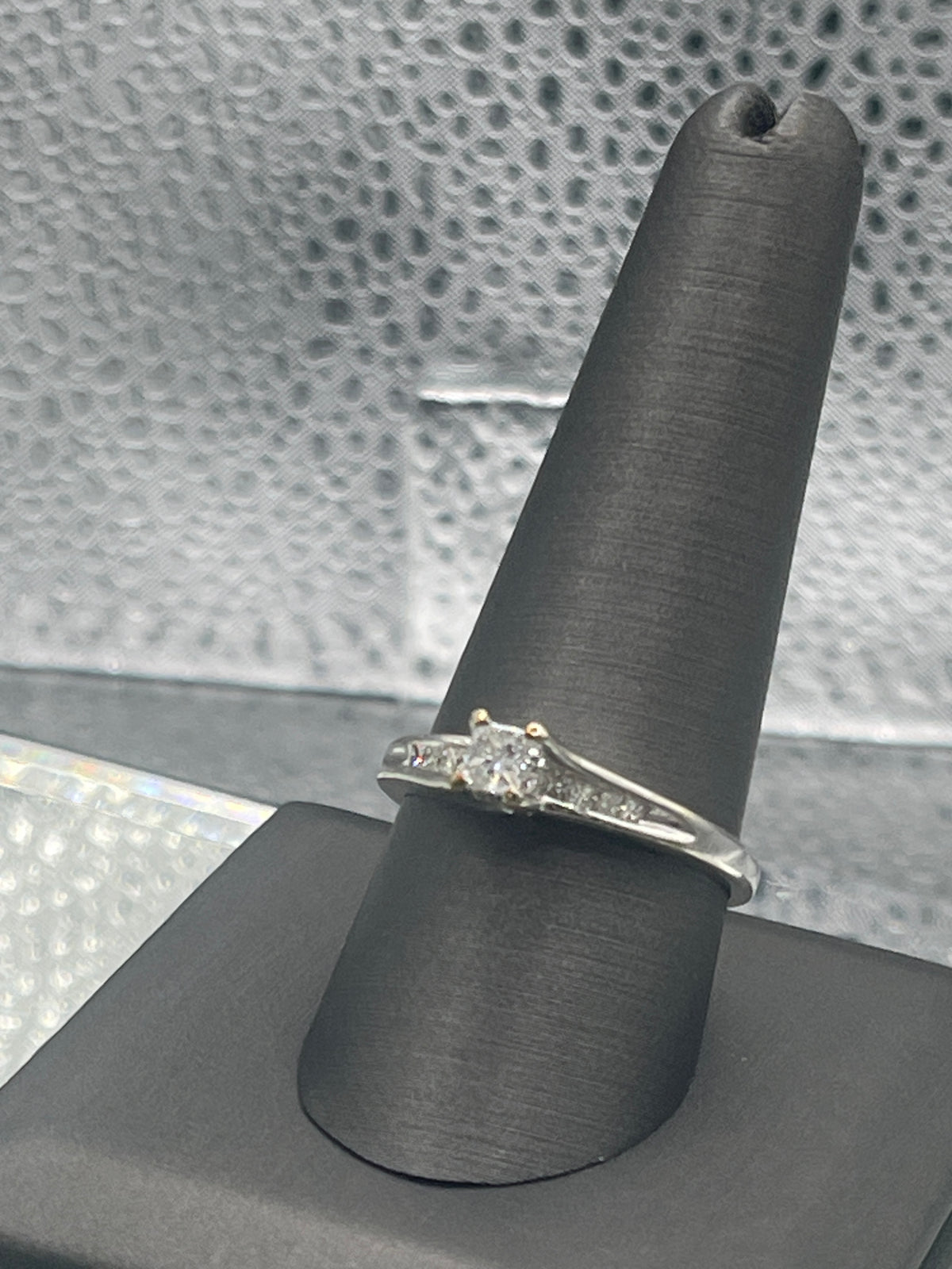 Ladies 14 Karat Solid White Gold Diamond Engagement Ring