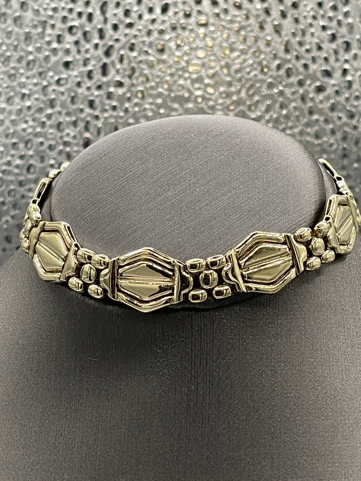Ladies Fancy 14 Karat Solid Yellow Gold Italian Custom Link Bracelet