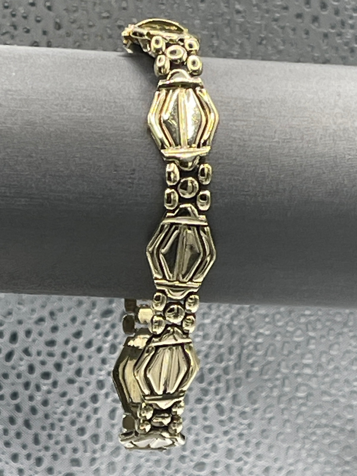Ladies Fancy 14 Karat Solid Yellow Gold Italian Custom Link Bracelet