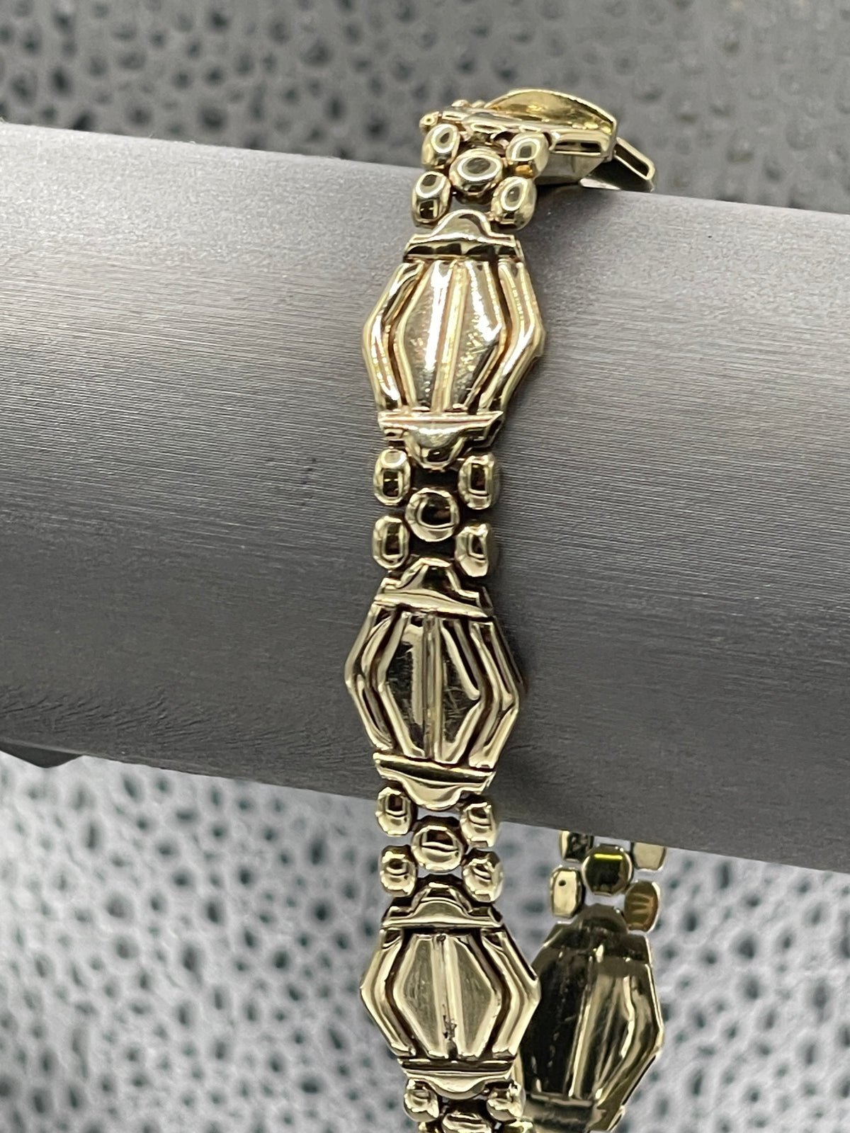 Ladies Fancy 14 Karat Solid Yellow Gold Italian Custom Link Bracelet