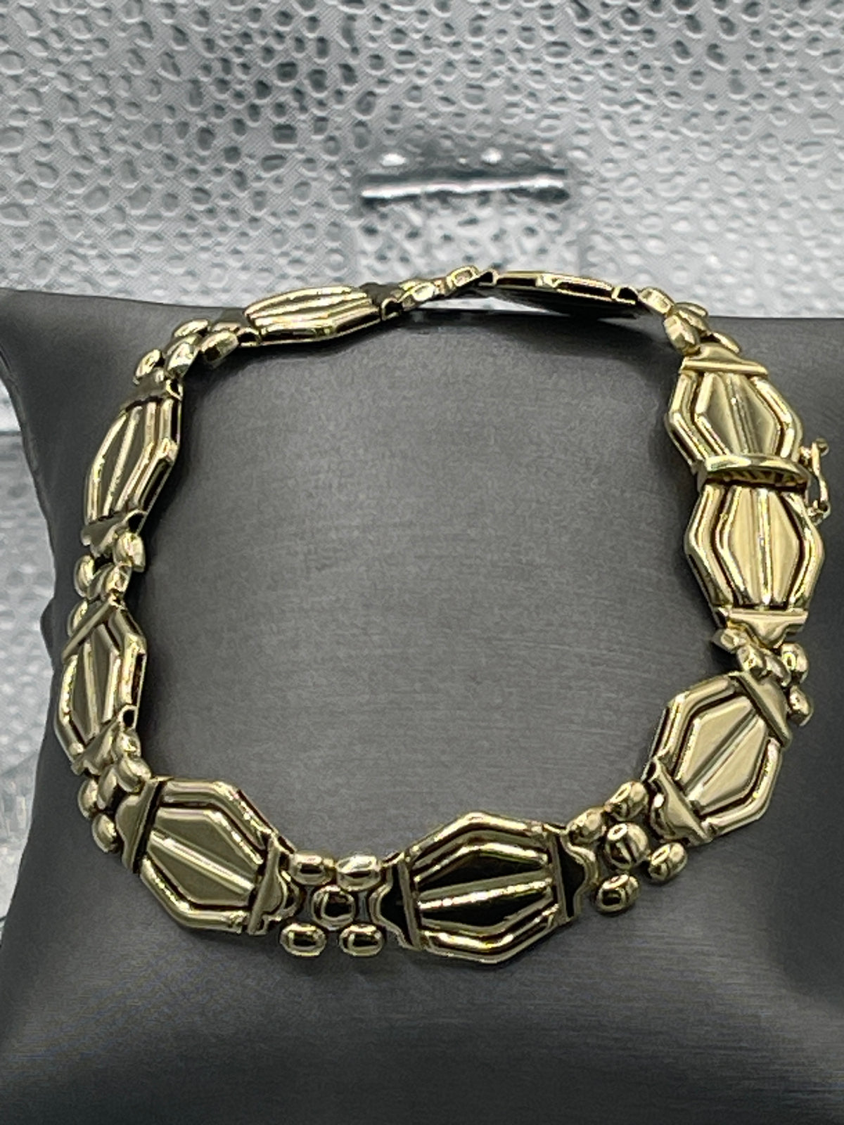 Ladies Fancy 14 Karat Solid Yellow Gold Italian Custom Link Bracelet