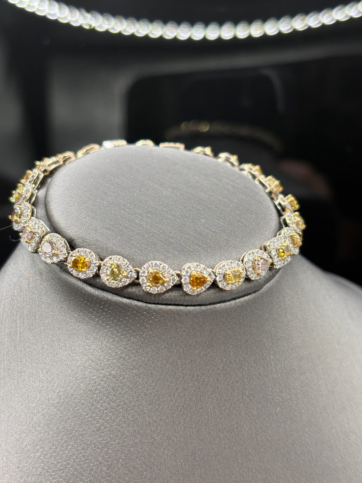 Ladies 18 Karat White Gold Fancy Shape & Color Diamond Bracelet