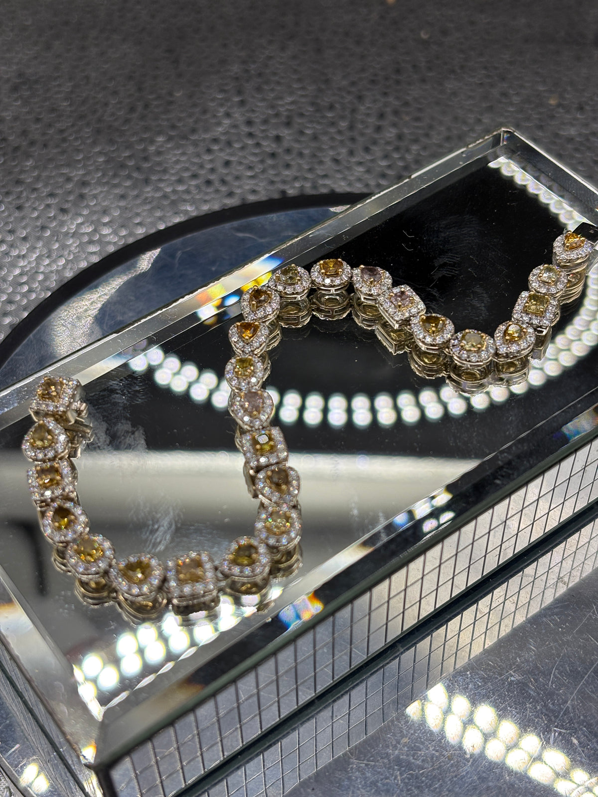 Ladies 18 Karat White Gold Fancy Shape & Color Diamond Bracelet