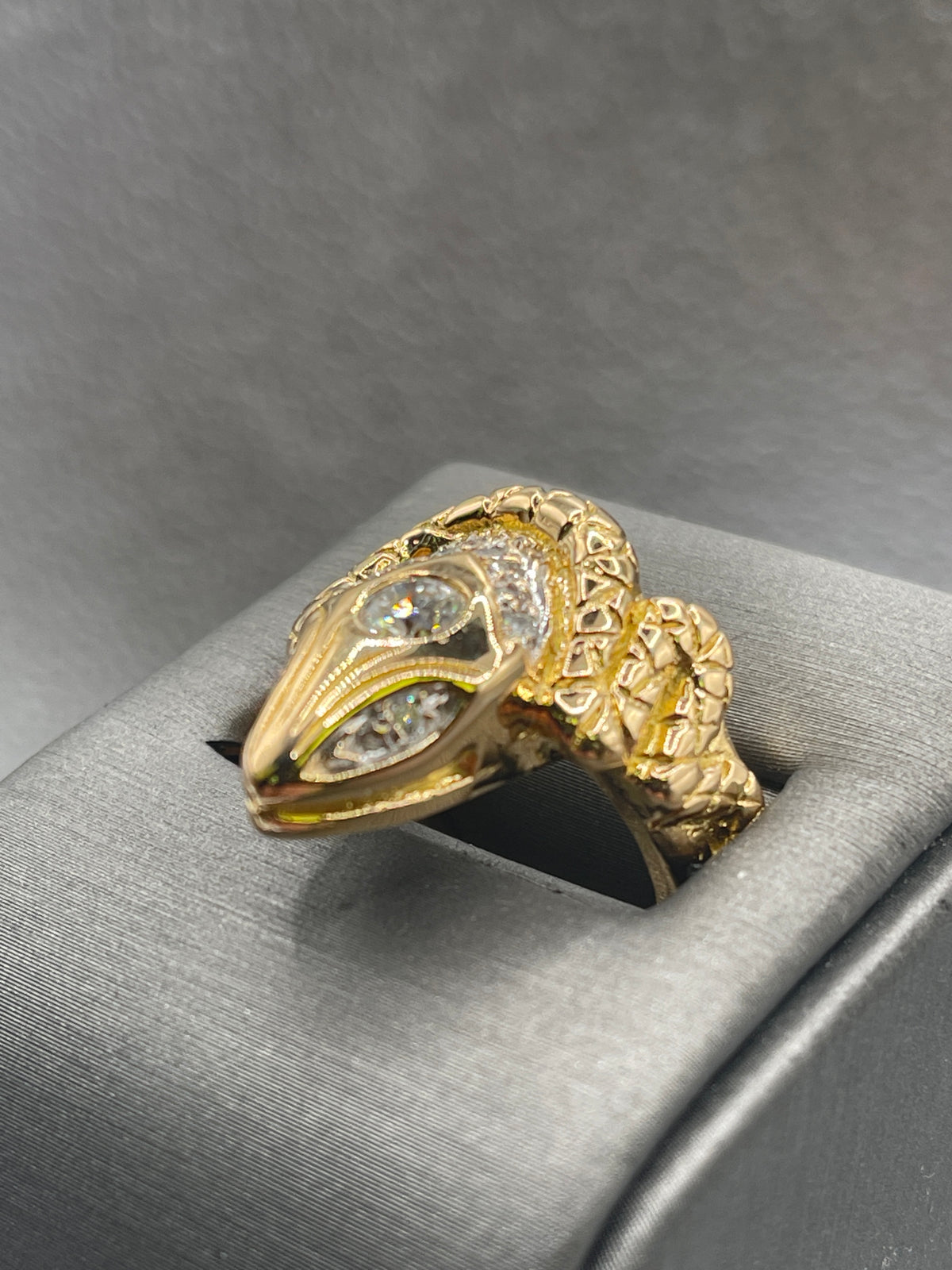 View six of A Fabulous 22 Karat Yellow Gold Diamond Snake Ring