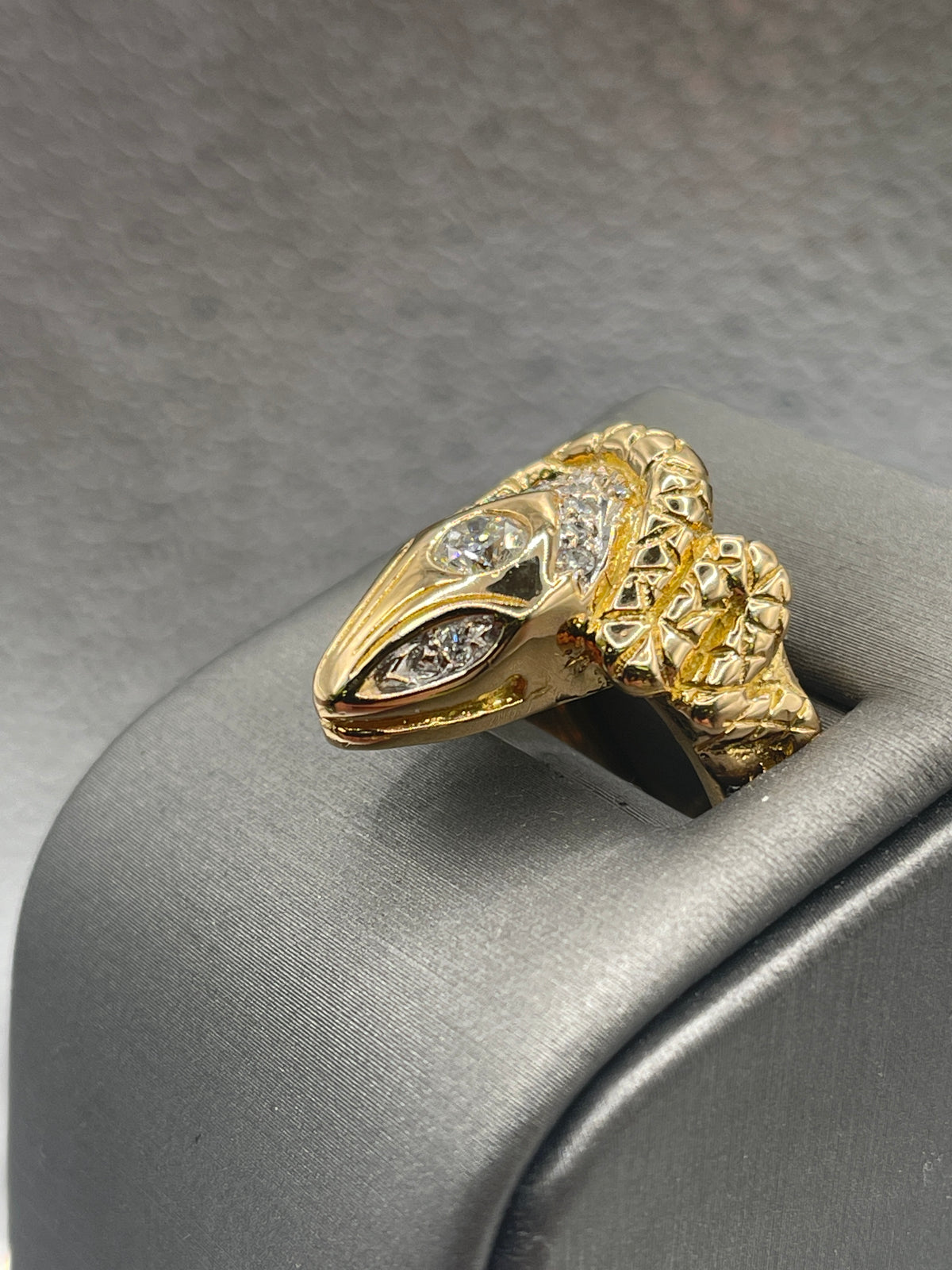 View five of A Fabulous 22 Karat Yellow Gold Diamond Snake Ring