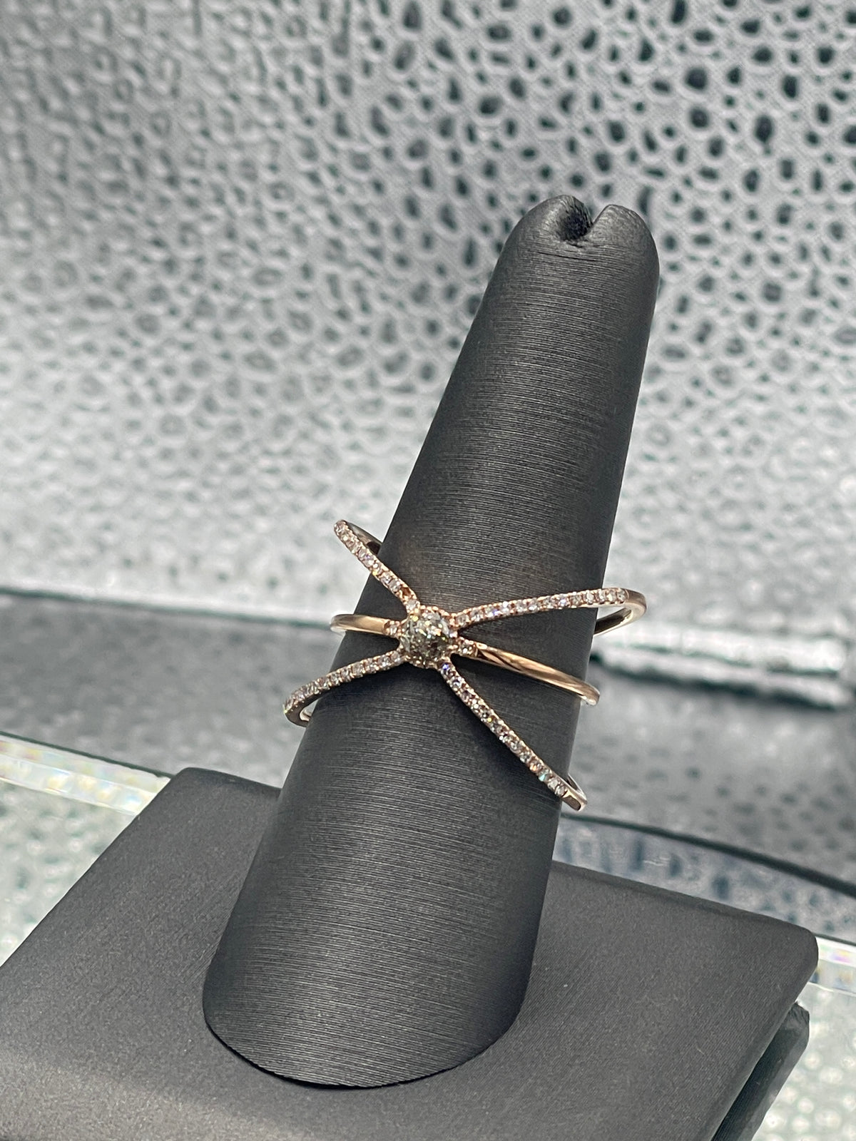 Ladies 14 Karat Rose Gold Diamond Galaxy Ring