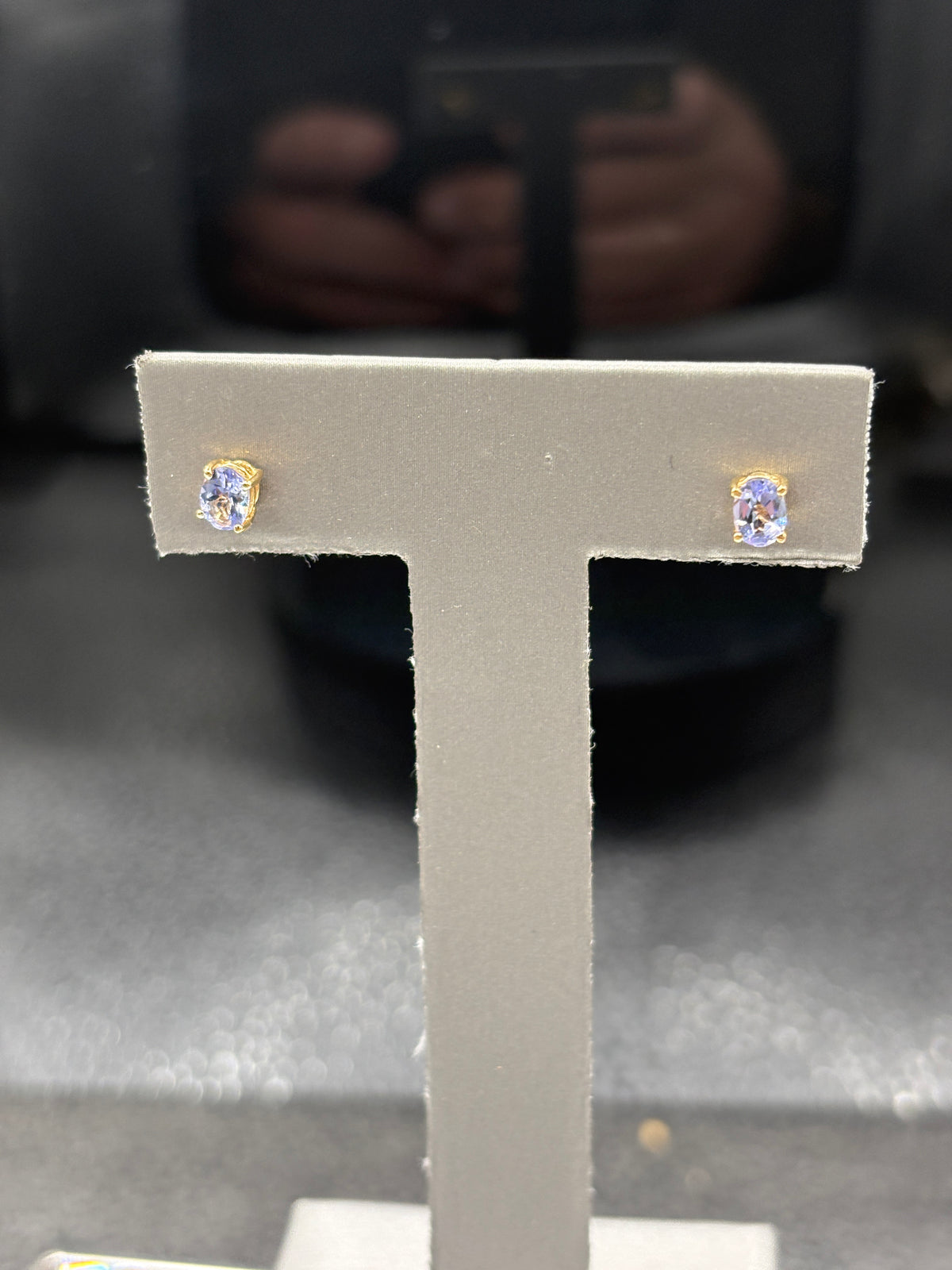 14 Karat Yellow Gold Tanzanite Stud Earrings