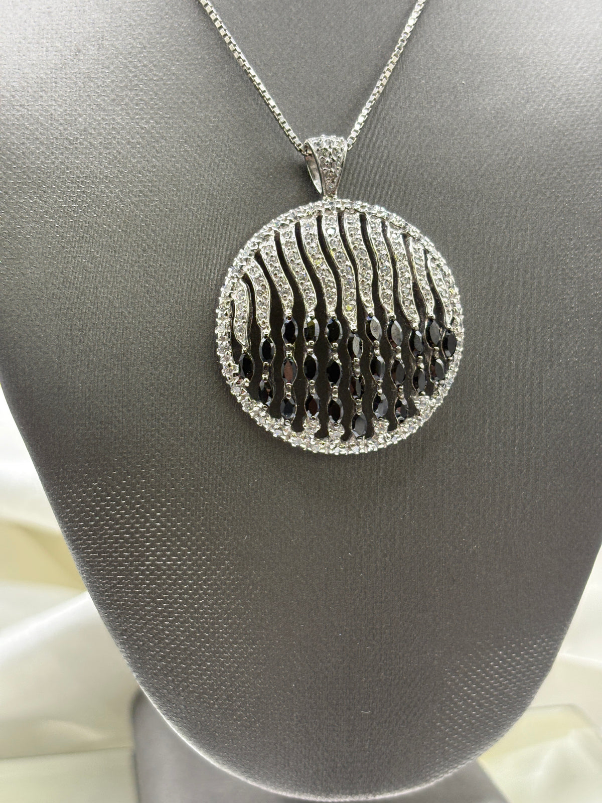 Sterling silver ladies round multicolored Stone pendant