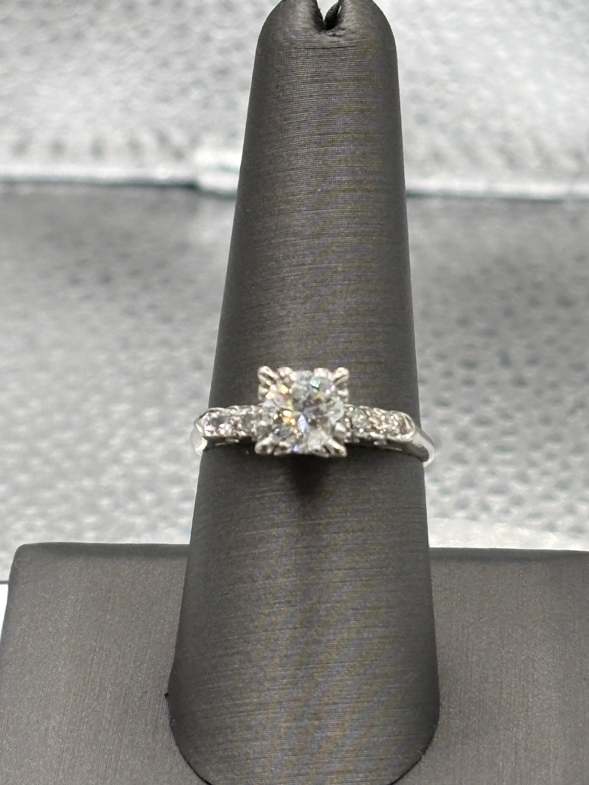Ladies Vintage 14 Karat White Gold Diamond Engagement Ring