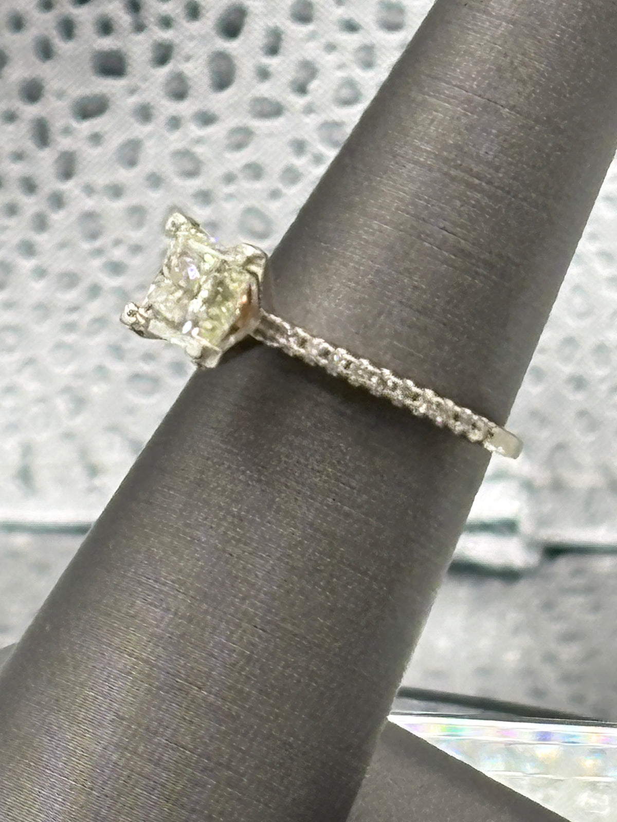 Ladies 14 Karat White Gold Princess Cut Diamond Ring