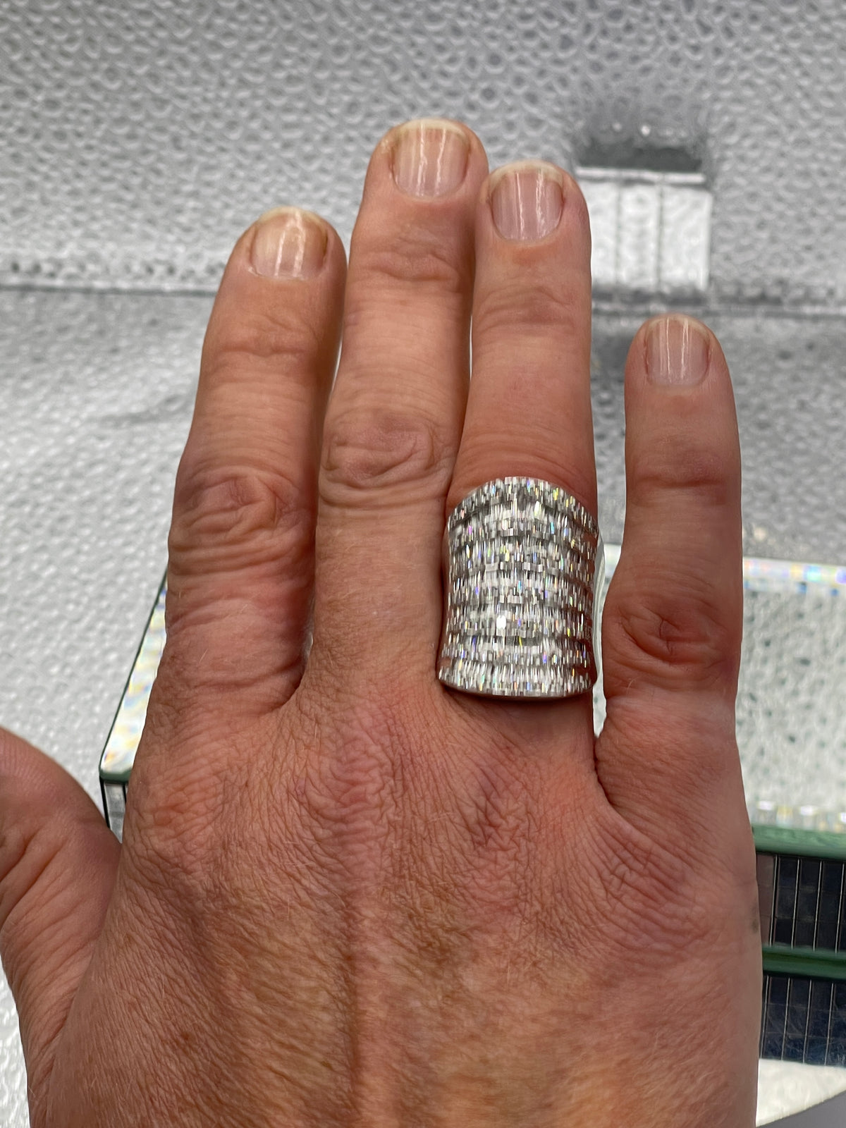 Ladies 14 Karat White Gold Diamond Cocktail Ring