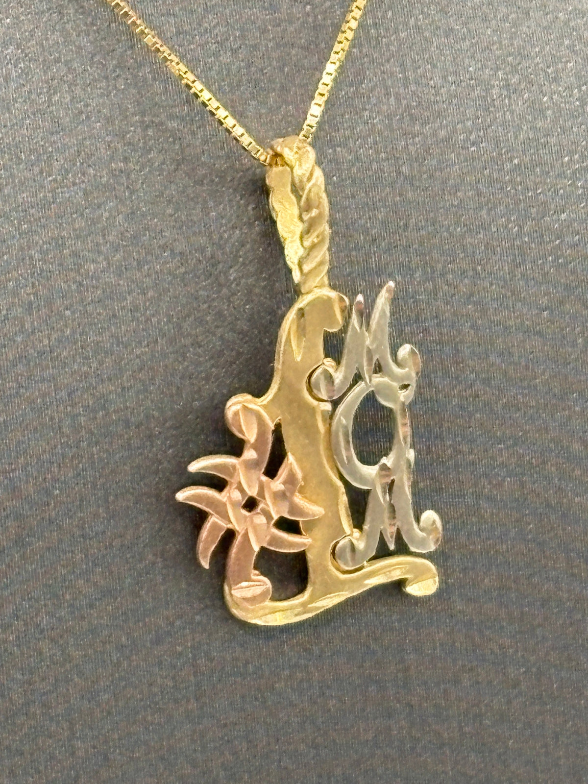 View one of Ladies 14 Karat Tri-Color Gold #1 Mom Pendant