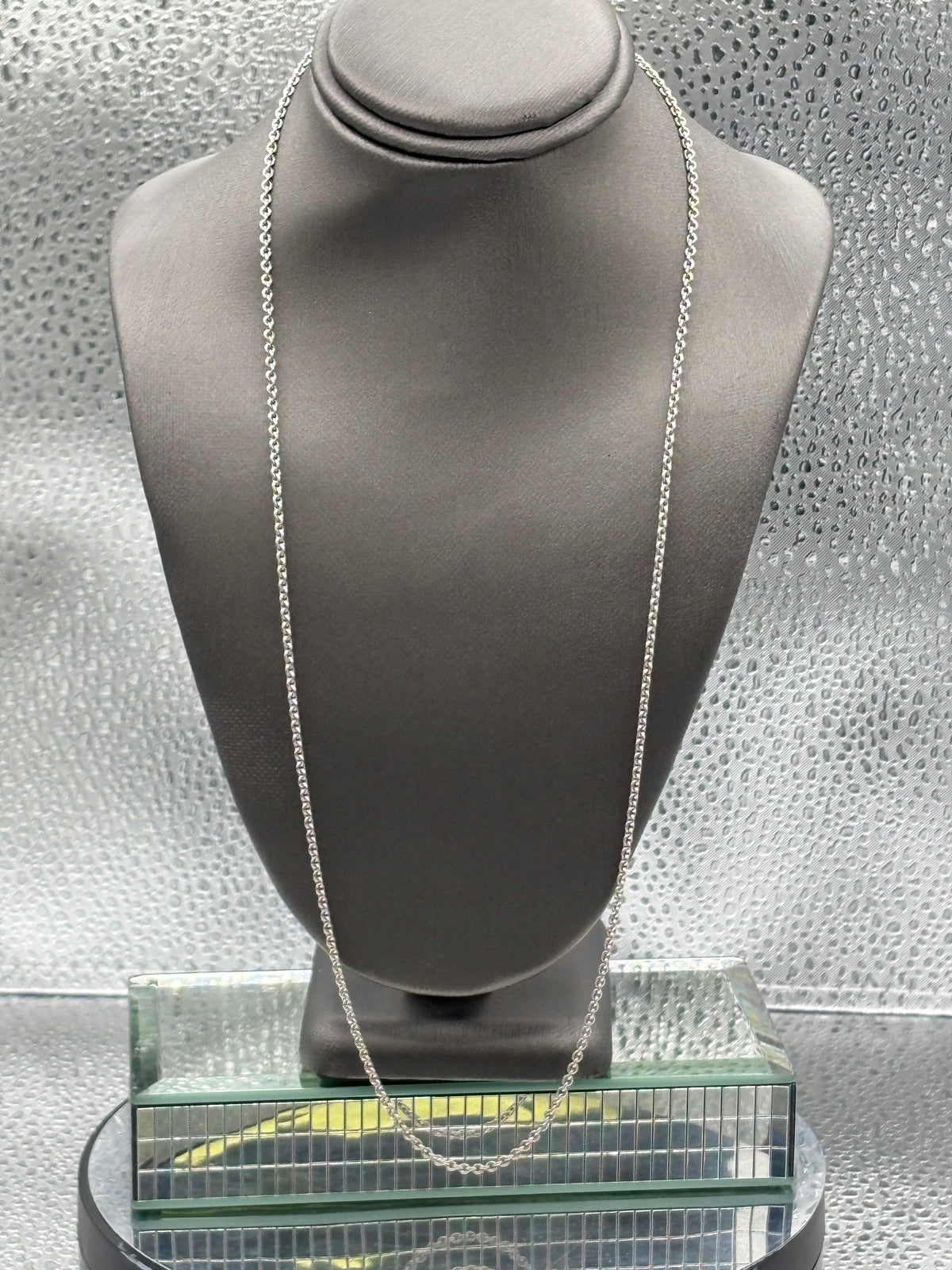 18 karat Italian White Gold Solid Cable Link Chain