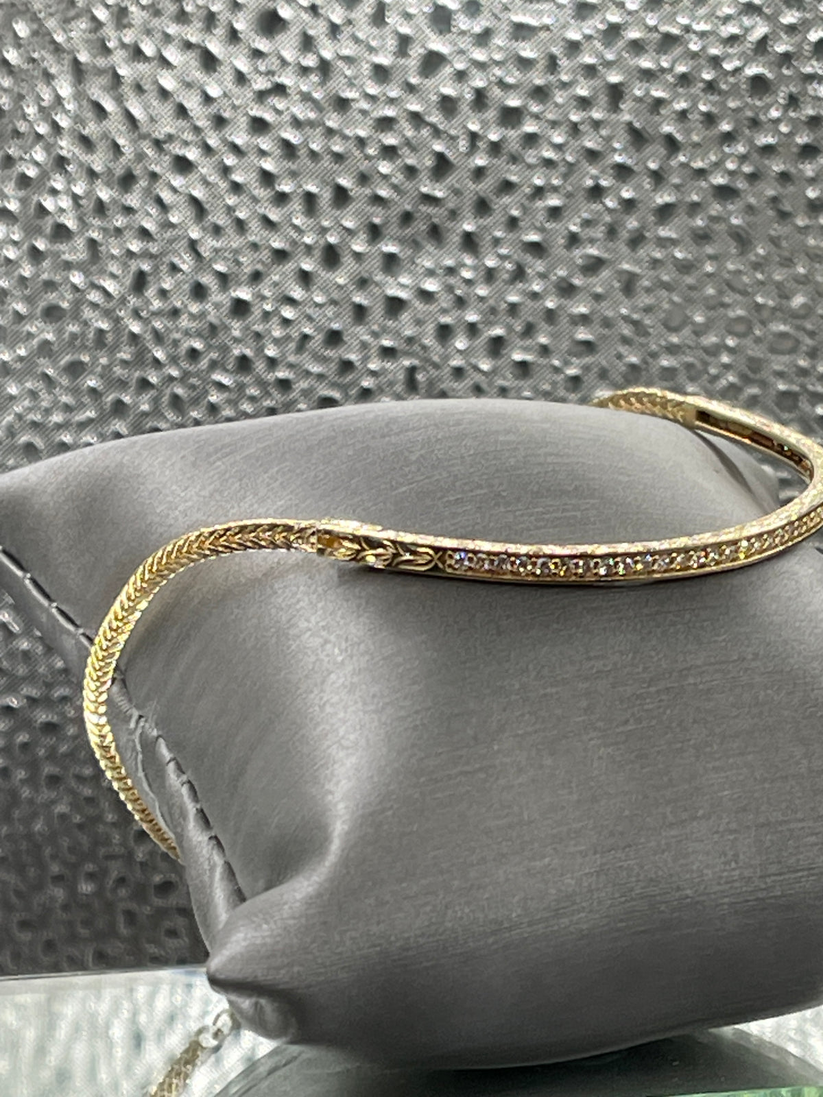 View two of Ladies Custom Made 14 Karat Yellow Gold Diamond Bangle Bracelet