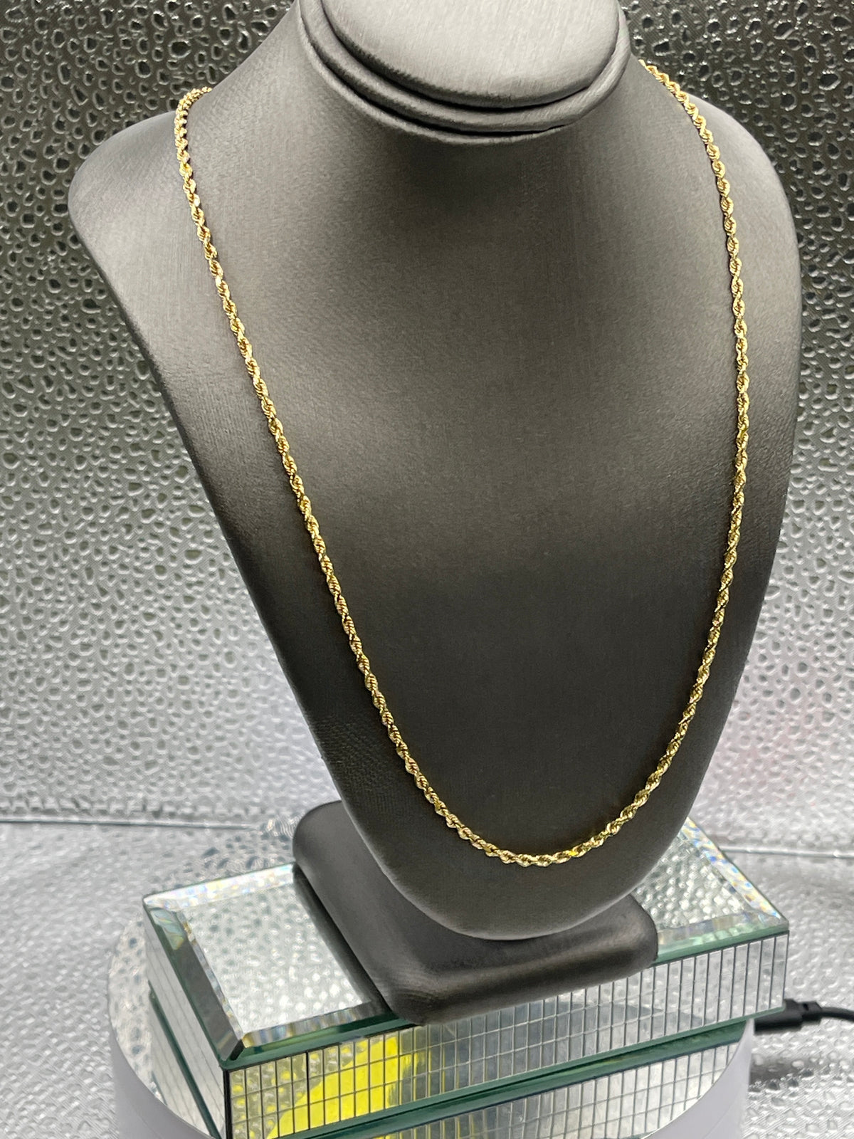 View one of 14 Karat Yellow Gold Solid Diamond Cut Rope Chain