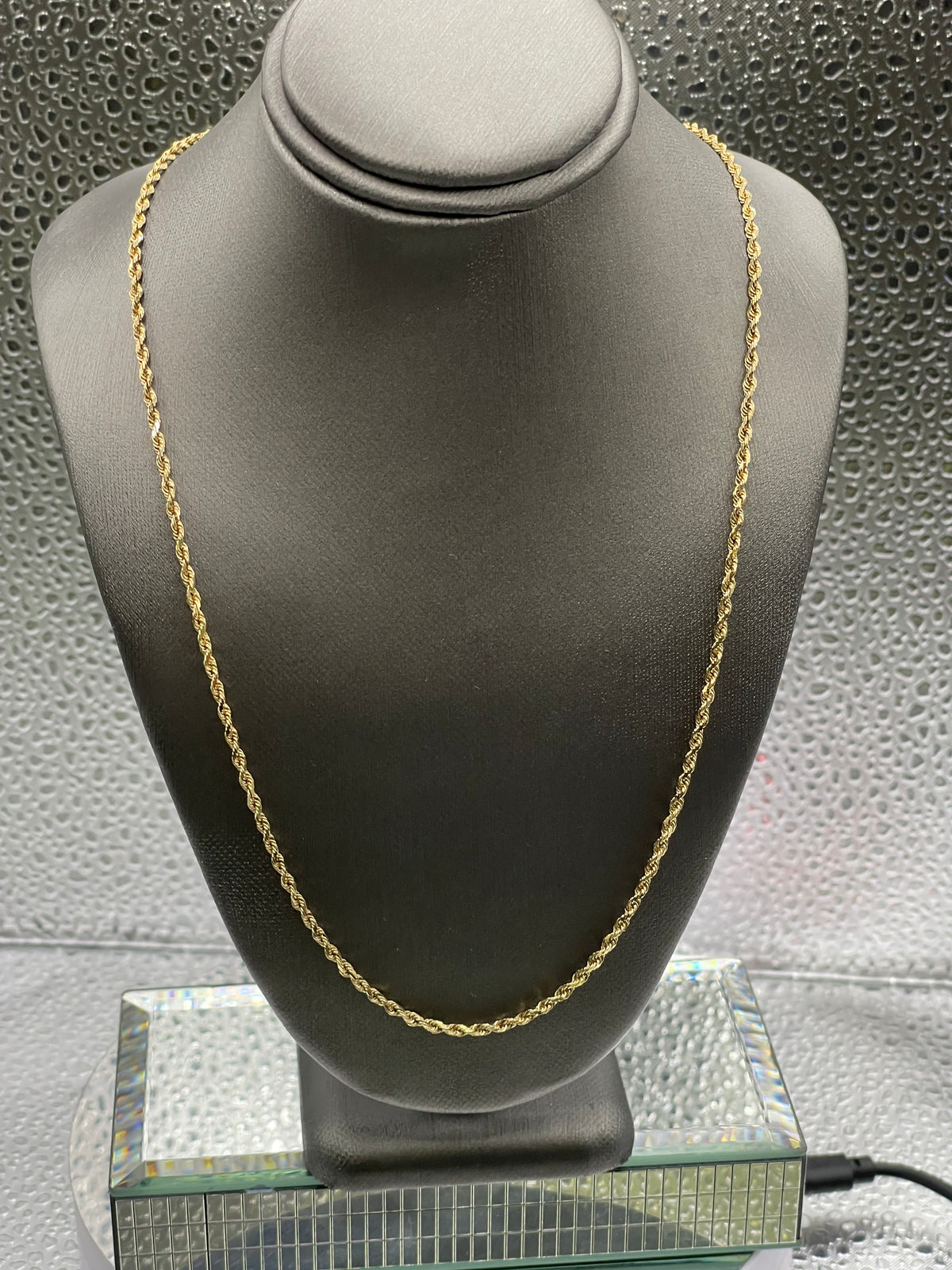 View three of 14 Karat Yellow Gold Solid Diamond Cut Rope Chain
