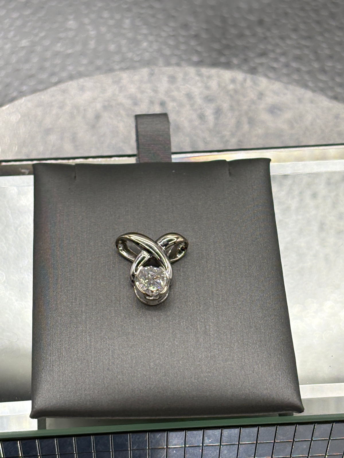 Ladies 18 Karat White Gold Trillion Cut Diamond Pendant