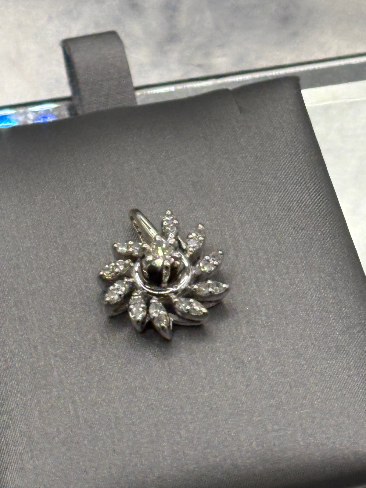 Ladies 14 Karat White Gold Diamond Swirl Floral Pendant