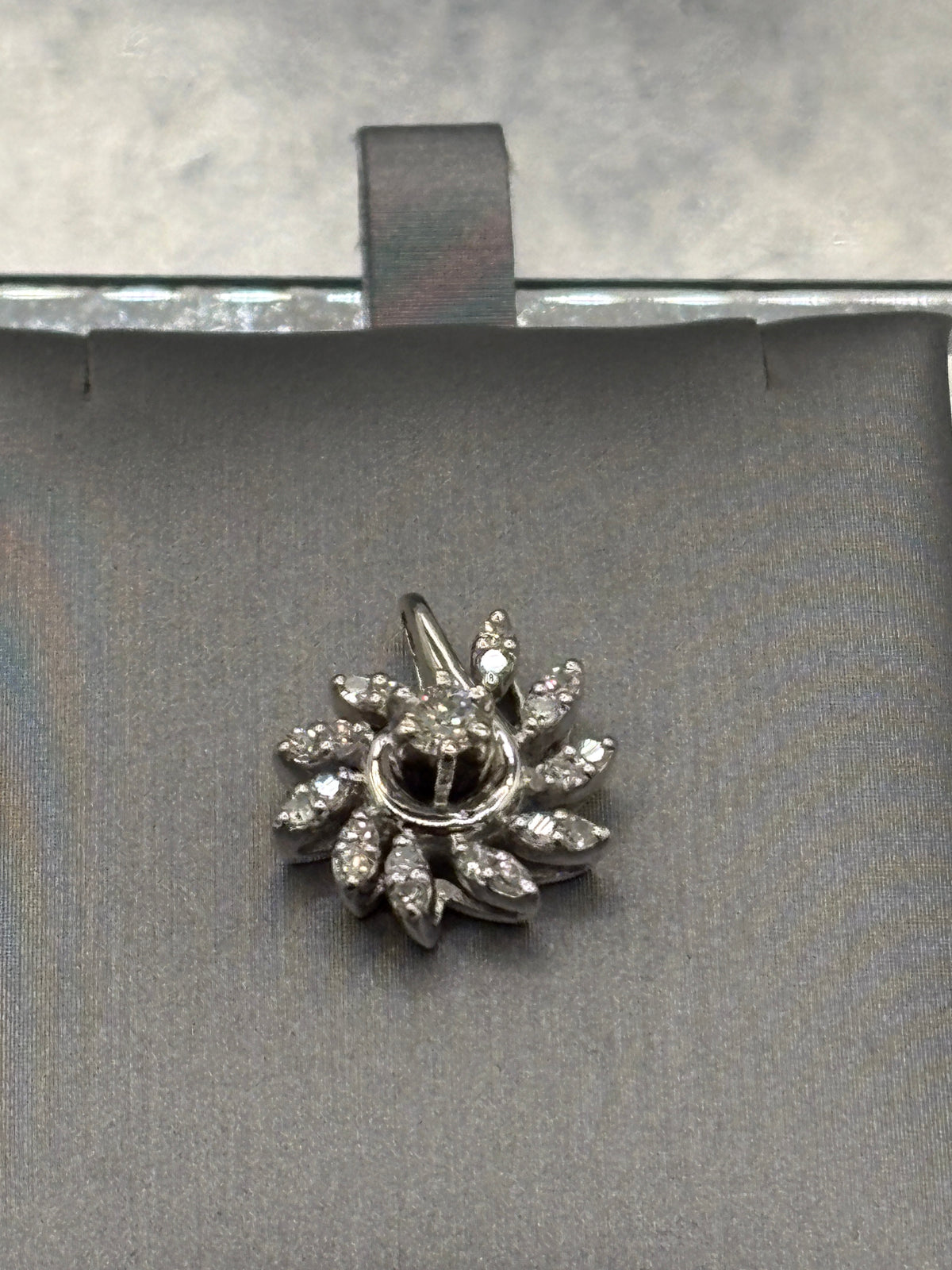 Ladies 14 Karat White Gold Diamond Swirl Floral Pendant