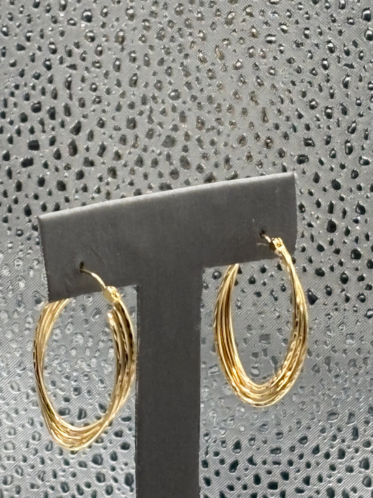 Ladies 14 Karat Yellow Gold Triple Oval Di-Cut Hoop Earrings