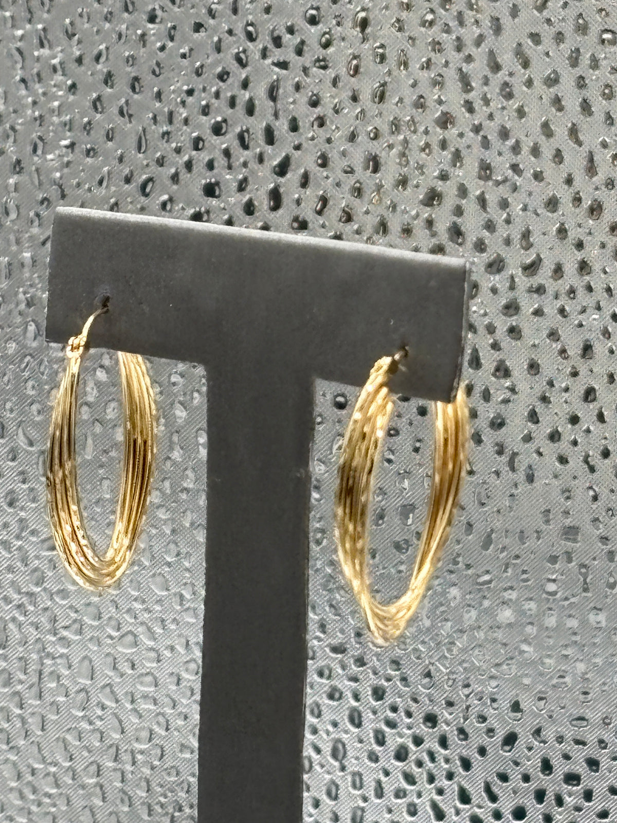 Ladies 14 Karat Yellow Gold Triple Oval Di-Cut Hoop Earrings