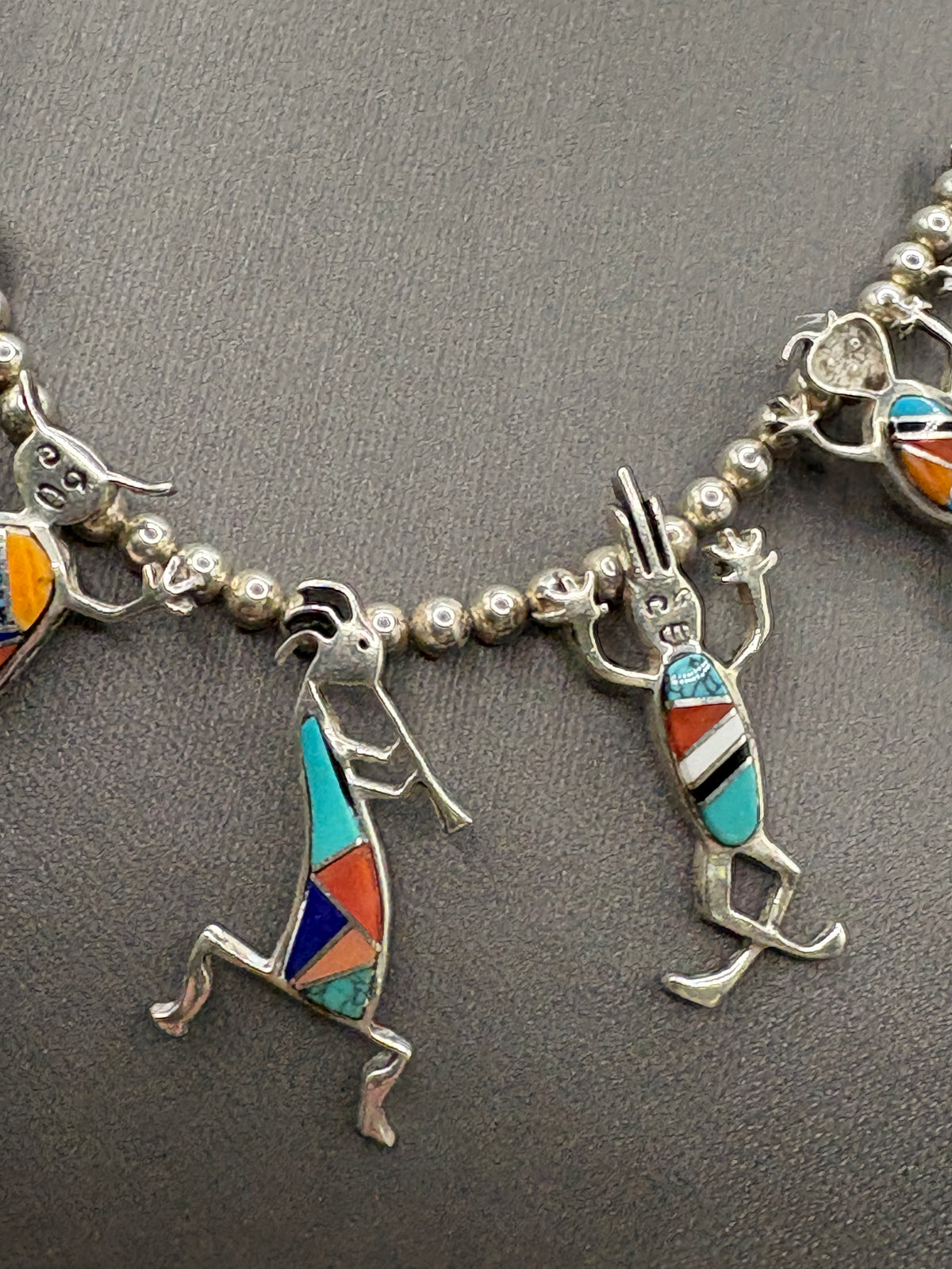 Vintage Native American Kachina Dancer Sterling Silver Necklace