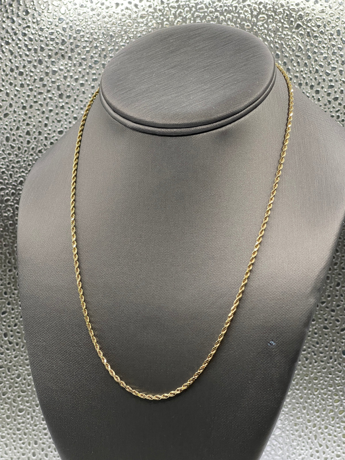 14 Karat Yellow Gold Diamond Cut Solid Rope Chain