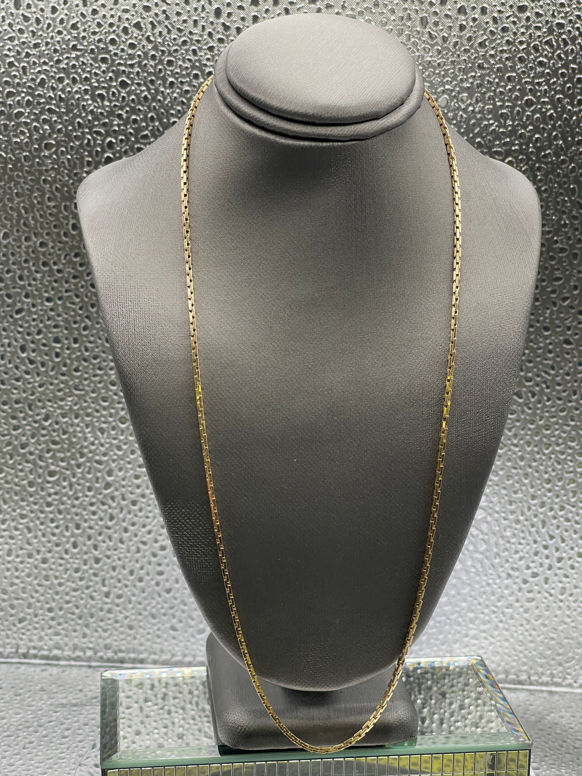 14 Karat Yellow Gold Flat Woven Solid Box Link Chain