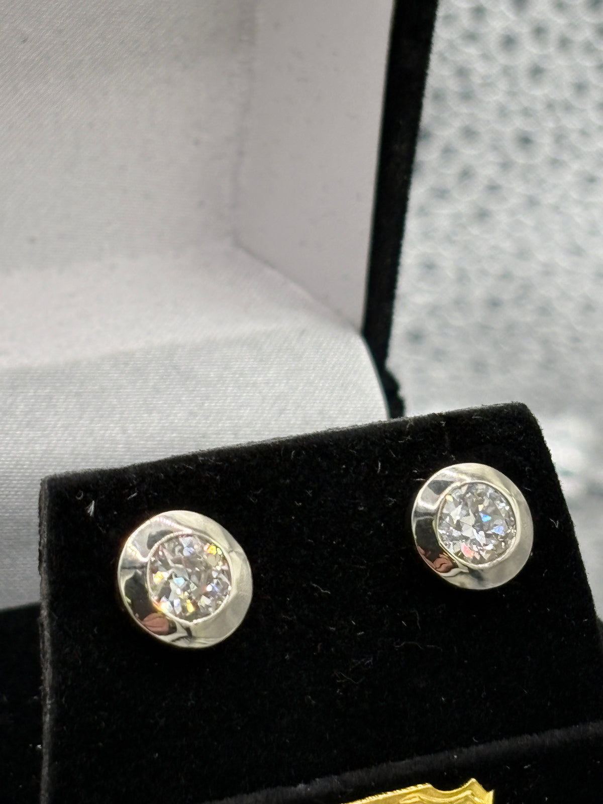View two of Ladies Fabulous 14 Karat White Gold Diamond Stud Earrings