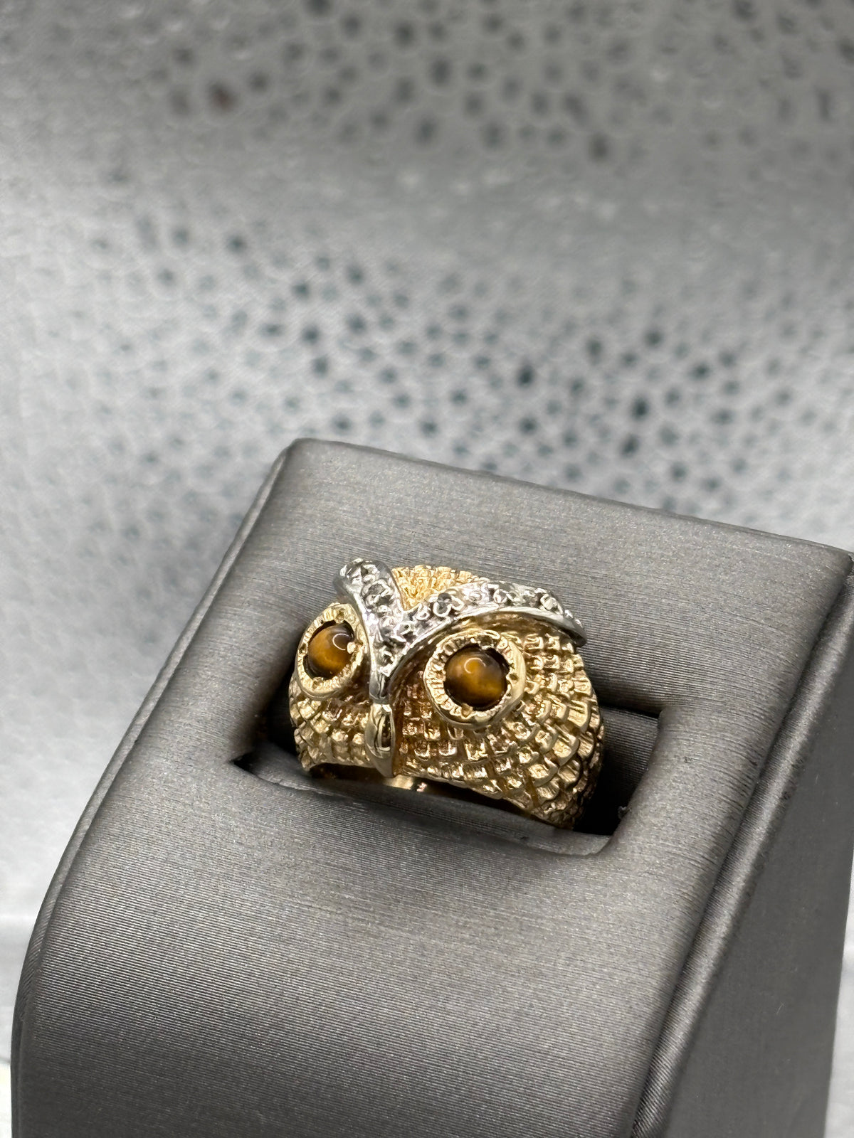 View one of Ladies / Gents Vintage 14 Karat Yellow Gold Owl Nugget Ring